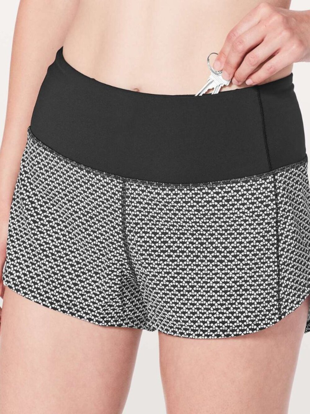 lululemon athletica Black and White Patterned Athletic Shorts